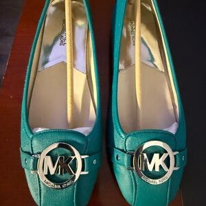 Michael Kors Turquoise Loafers with Silver Accents